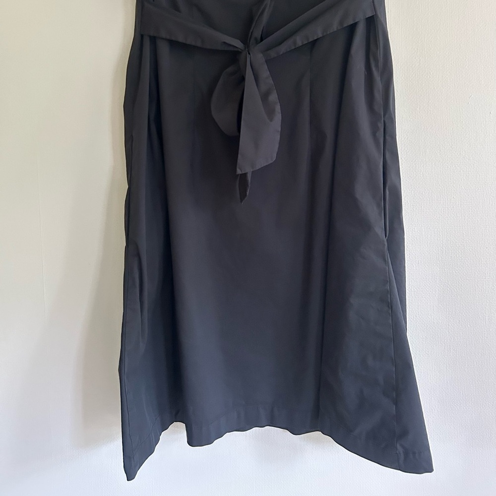 BCBG Paris Black Collared Shirt Dress Minimalist Capsule Luxury Stretch Cotton 6 - Picture 11 of 15